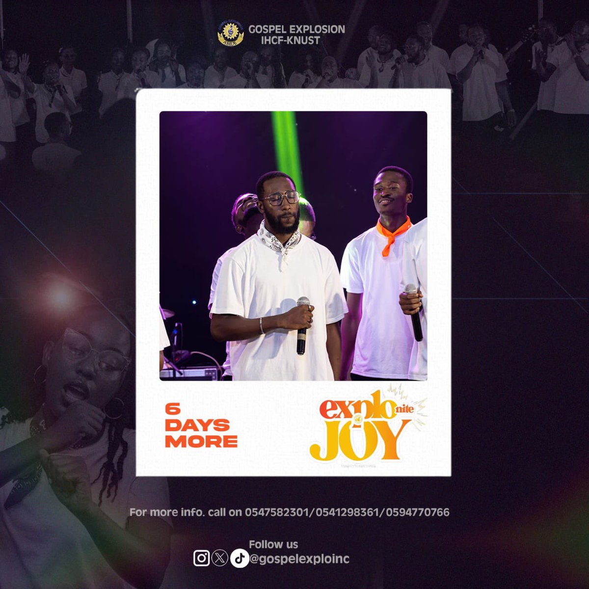 gospelexploinc's tweet image. 🔥 Just 6 DAYS MORE! 🔥
Are you ready to dance, worship, and explode with JOY? 🎤💃🏽🕺🏾
Gospel Explosion is almost here, and it’s going to be unforgettable!
Don’t miss this divine encounter! 🌟
#ExploNite #JoyOverflow #IHCFKNUST #GospelExplosion2025 #5DaysToGo