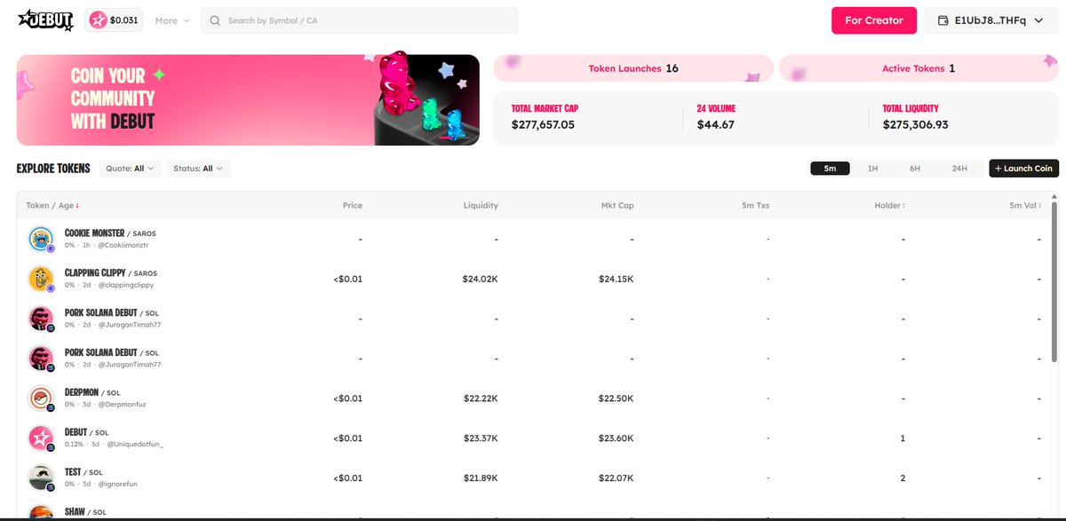 Buat teman teman yang mau bikin token komunitas, Meme, tech dan utility dijaringan Solana, siahkan untuk dicoba Debut.so buatan <a href="/debutonsol/">Debutonsol</a> 

Daftar pakai email dan verifikasi singkat creattor dulu, deposit Solana, siapkan tokennya dan langsung Deploy

Silahkan
