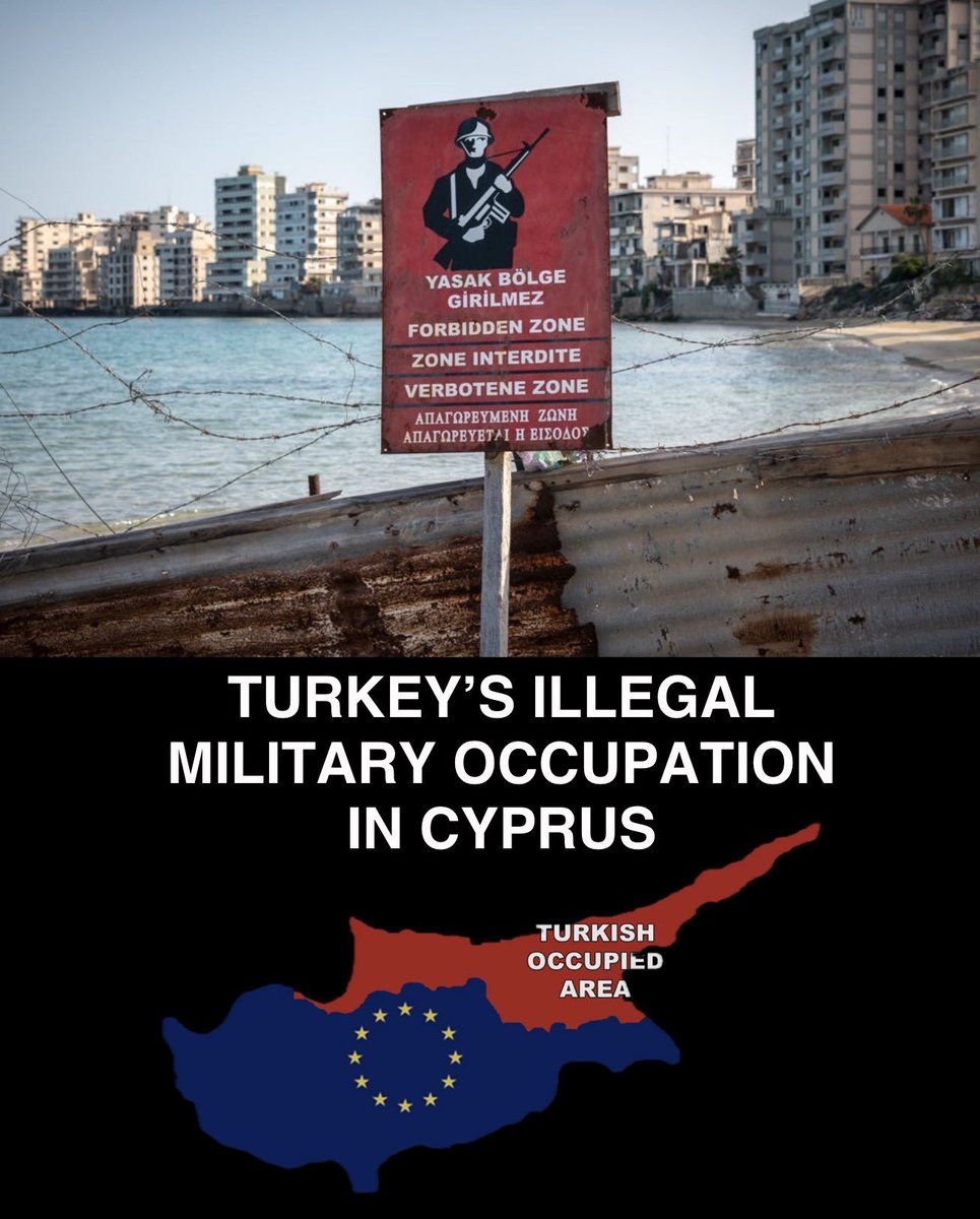 SofAsimak's tweet photo. 51 years of illegal Turkish invasion and occupation of #Cyprus
#TurkeyIsATerrorState #TurkeyIsAMafiaState #BoycottTurkey
#StopTurkeyNow #TurkeyNotAnAlly
#ΕΛΛΗΝΙΚΗ_ΛΥΣΗ #Βελόπουλος https://t.co/clCKecJ2jT