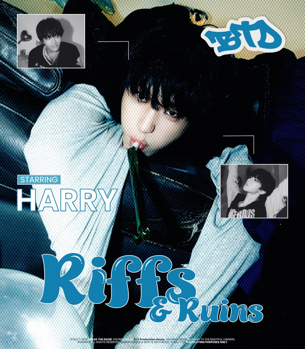 ️️
 ️️
 ️️
𝘉𝙍𝗘𝖠𝙆 𝖳𝘏𝗘 𝖣𝙊𝝤𝖱
1st Single Album
[ 𝗥𝗶𝗳𝗳𝘀 &amp; 𝗥𝘂𝗶𝗻𝘀 ]

#RADE      &amp;      #HARRY 
Teaser Photo (Riffs Ver.)

Release: 08.08.2025   |   4  P.M.
 ️️
 ️️
 ️️