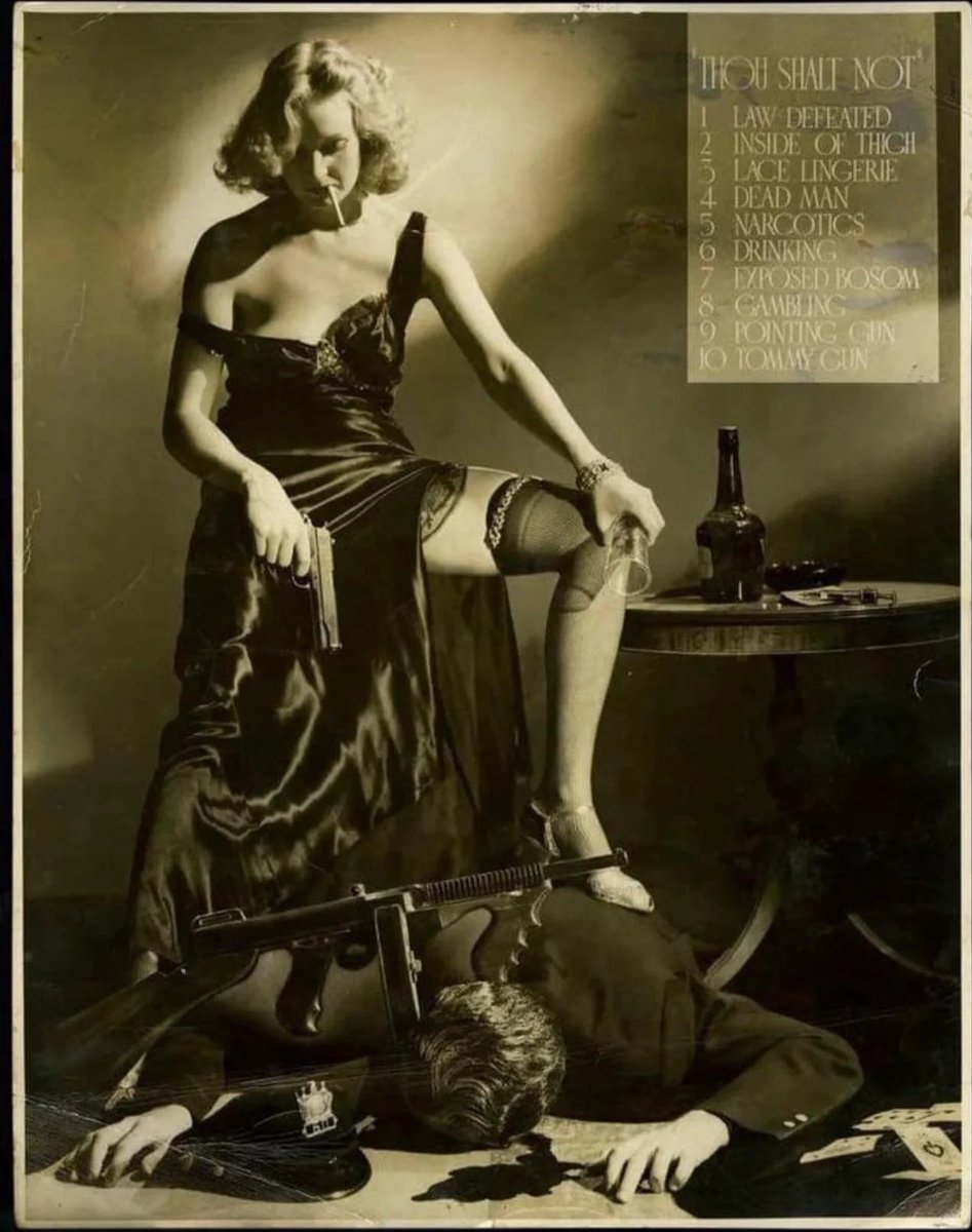 In 1934, A.L. “Whitey” Schafer defied Hollywood’s Hays Code with his bold staged photo “Thou Shalt Not” packing in nudity, booze, guns, a dead cop &amp; more in a single frame to satirize film censorship. A daring slam at moral policing