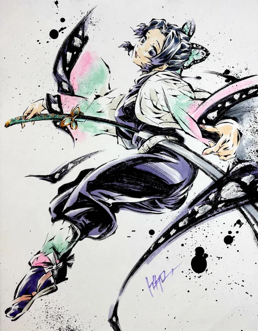 【#無限城編  】 劇場版「鬼滅の刃」無限城編 墨絵「胡蝶しのぶ」 #鬼滅の刃 #胡蝶しのぶ #墨絵