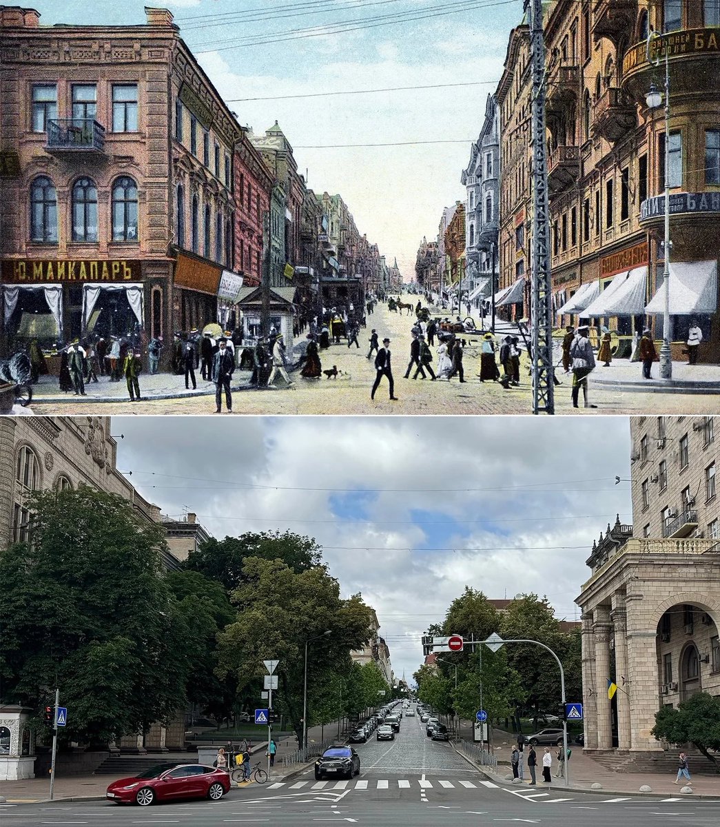 adrozd83's tweet image. Вулиця Прорізна, 1900-і & 2025 #Київ
У вересні 1941-го НКВС підірвало та повністю знищило історичну забудову вулиці, відступаючи з міста …