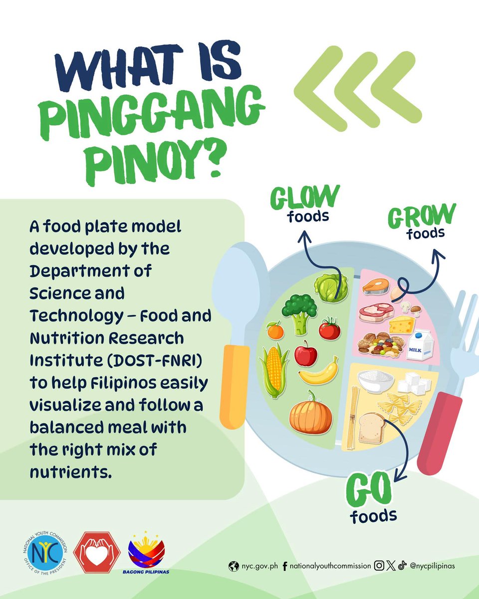 🍽️ Balance your plate, the Filipino way! 

Introducing "Pinggang Pinoy," your simple everyday guide to a balanced and nutritious meal. Because good health starts right on your plate!

Start today👉Eat smart, live strong, and build a healthier tomorrow! 💪🇵🇭

#NutritionMonth2025