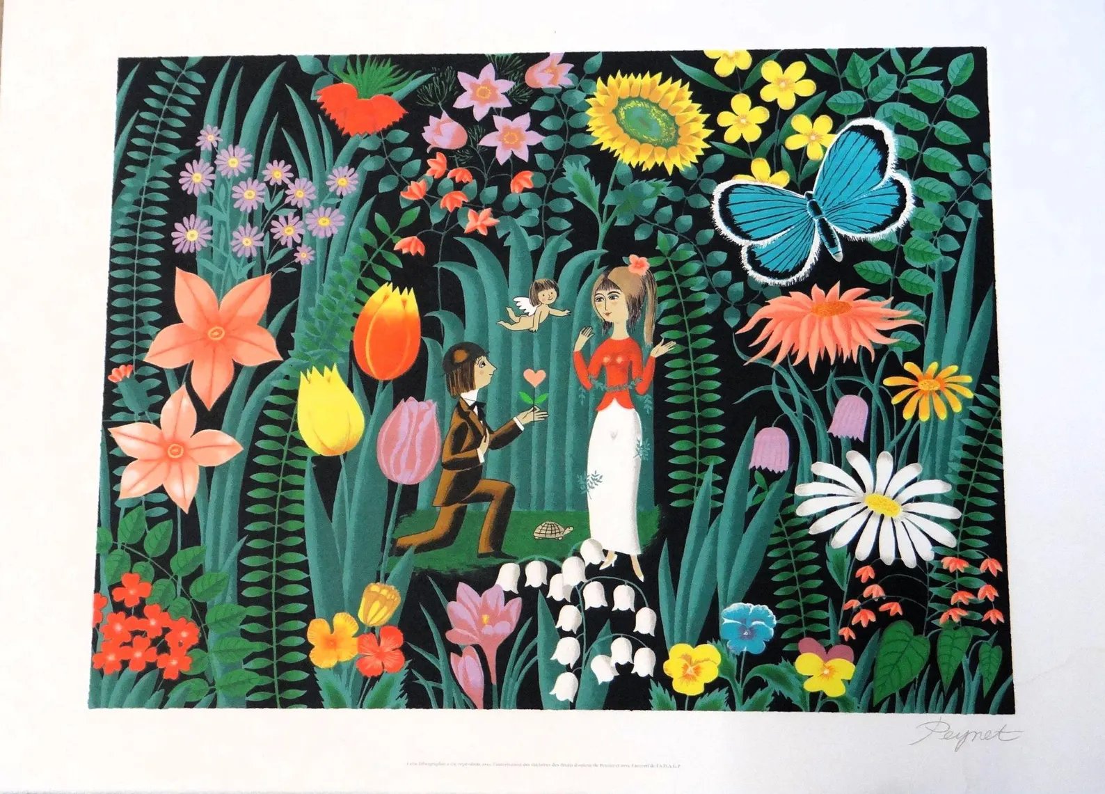 Raymond Peynet 【愛のバイオリン】lithograph Marie ArtCollection on X: 