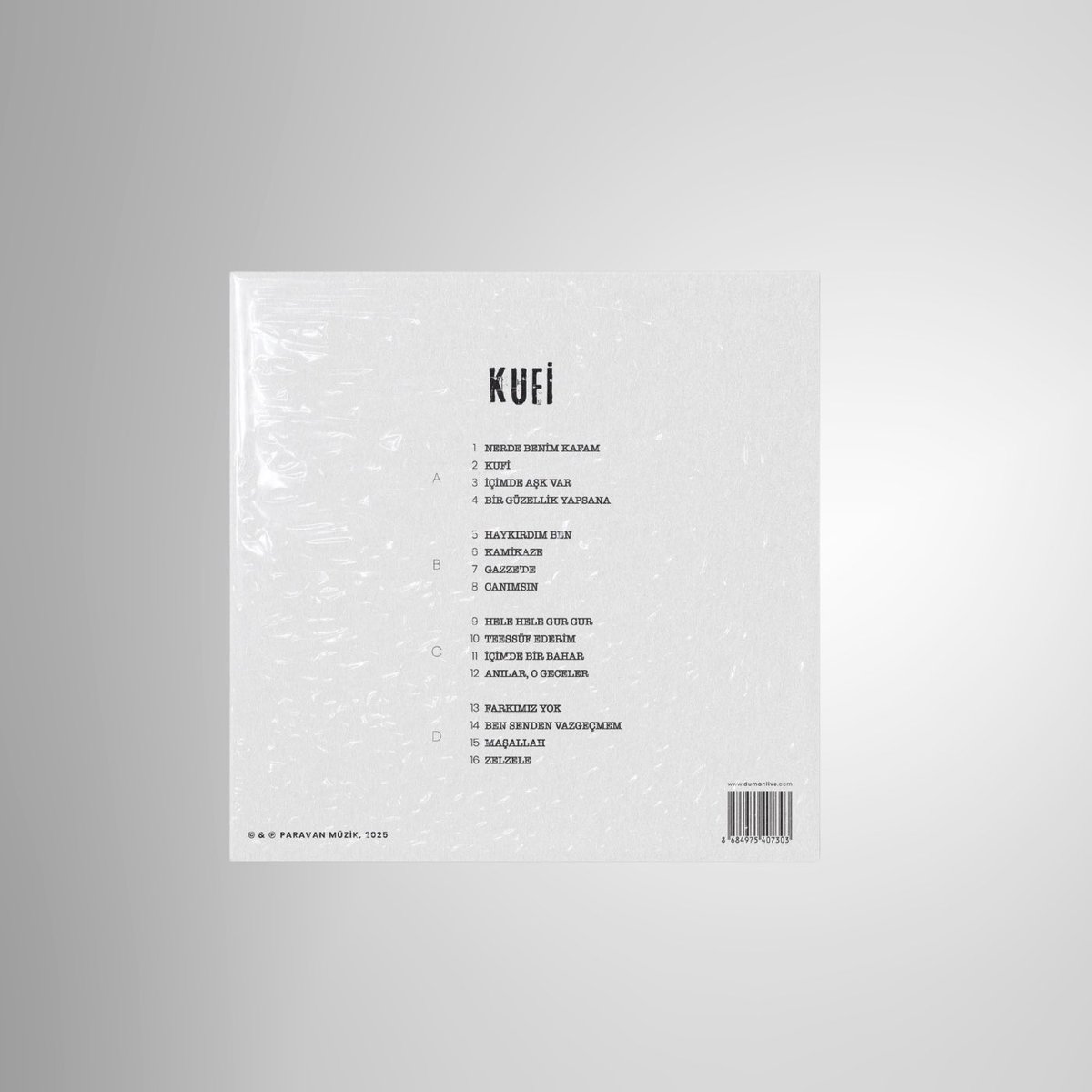 KUFİ albümü plak formatında store.dumanlive.com ve müzik marketlerde satışta!