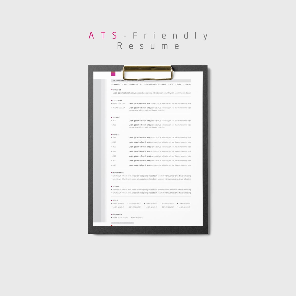 اجعل سيرتك الذاتية تتألق بتصميم متوافق مع نظام ARS
📱للتواصل واتساب: 966550522594+