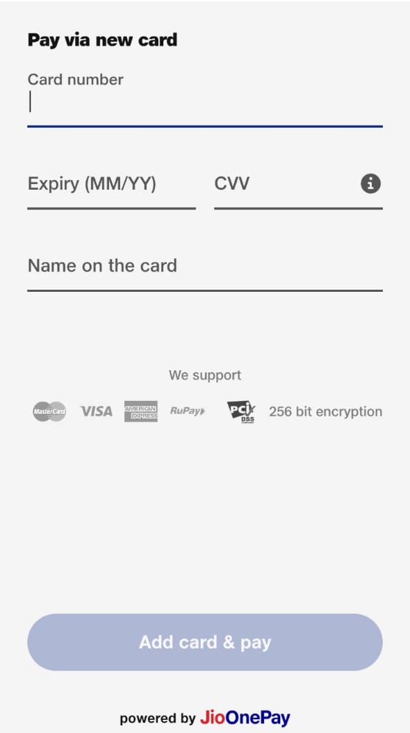 SubhashMonga's tweet photo. @JioCare Hi team
Reg-1613134596
While making payment in MyJio app,it gives only one option 'Add card &amp; pay'  whereas as per @RBI guidelines, you can't force customer to save credit card details
Pls correct me I am wrong!
@RBI Kindly take required strict action to be an example 4 others https://t.co/zHCQHbMecq