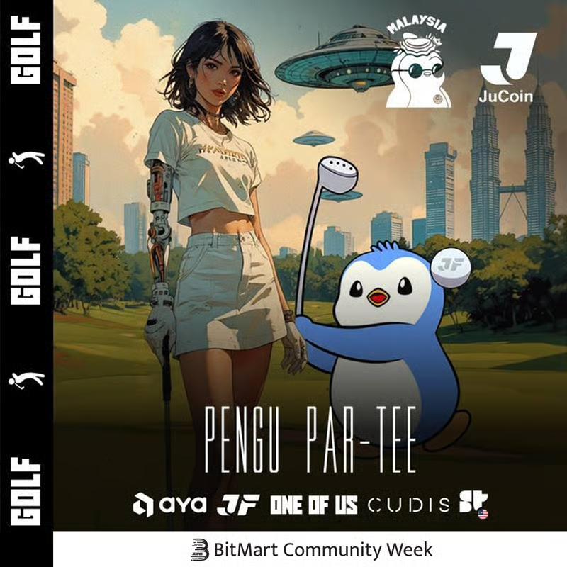 oneofusgang's tweet image. ⛳🐧 PENGU PAR-TEE ON THE GREEN! 🏌️♂️✨
On July 23rd, the paddles are down, the vibes are up.
Now it’s time to swing, sip, and chill at Malaysia’s most exclusive golf spot 🍸⛳
Co-hosts:
📱 @theayawallet
🐧 @pudgymalaysia
💙 @Jucoinex
💍 @CudisWellness
🇲🇾 @SuperteamMY
🅱️…