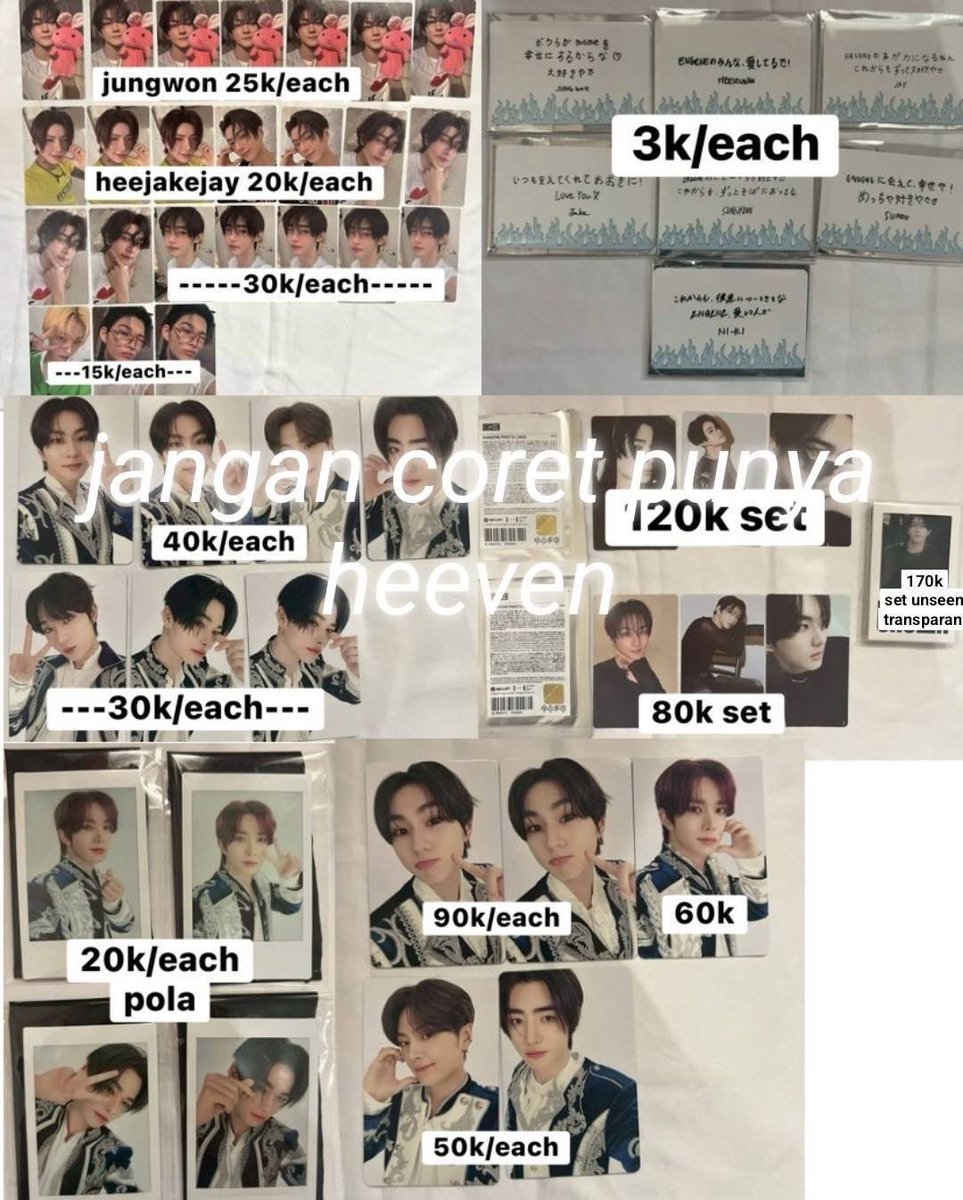 #ensell hi engenes! heeven mau war photocard murah murah bgt ready ina, super duper murce bgt!!! tapi harus ke take banyak nih. pc pc lain juga ada! cek reply ya buat foto pc lain~ also the group link ada di reply juga