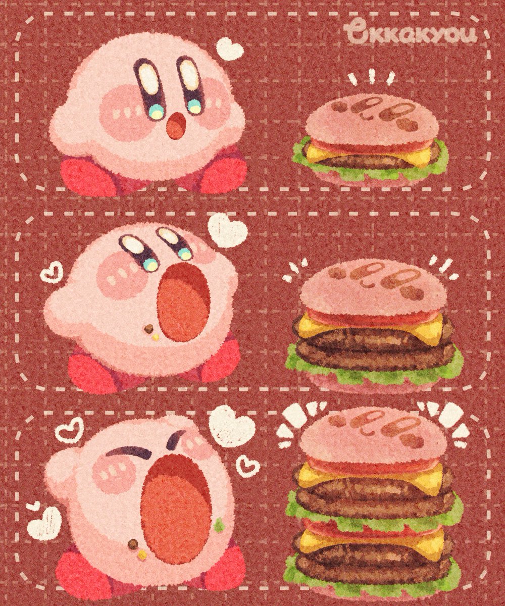 Tokkakyou's tweet image. カービィとハンバーガー。