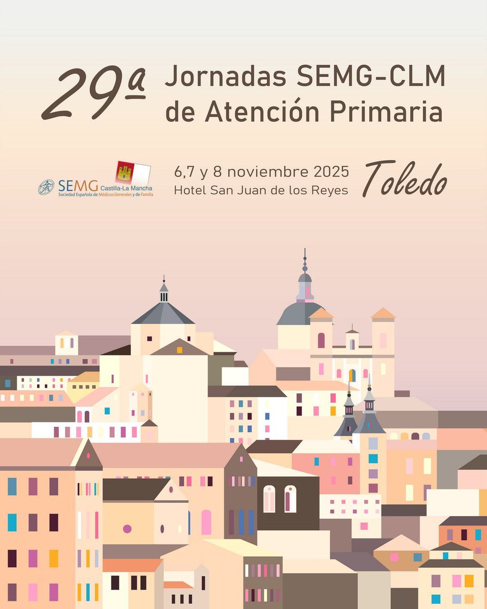 👩‍⚕️ 👨‍⚕️ Como médico de familia, sabes lo importante que es seguir aprendiendo.
Este verano, regálate descanso y revisa la oferta de #FormacionSEMG para el nuevo curso:

➡️ 29ª Jornadas #SEMGCLM de #AtenciónPrimaria

📅 6, 7 y 8 de noviembre de 2025

📍 Toledo. Hotel San Juan de los