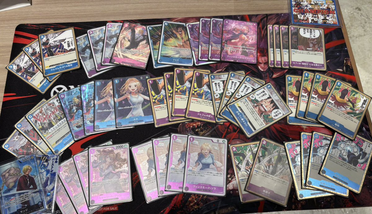 第3回サンジ王
使用 青紫サンジ

赤サンジ ○
青紫サンジ ○
赤サンジ ○
青紫サンジ ○
青紫サンジ ○

決勝トナメ
青紫サンジ ○
赤サンジ ○
青緑ゾロサンジ ○

優勝
サンジパラセット入手へ

#サンジ王