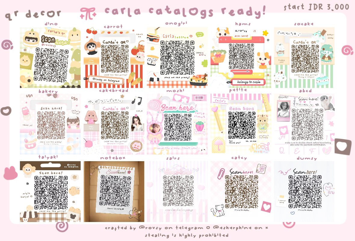 ESherphine's tweet image. ꒰   ྀི help repost &amp;amp; OSPEK timee! 🐈💖

haloo temen-temen, Carla bawa 2 katalog layout code pet shop &amp;amp; sassy dan 25 QR Deco yang perlu di ospek 🍮 🎀 kalau ada yang tidak aman, boleh dm Aku makacii! ๑&amp;gt;_&amp;lt;๑

#zonauang