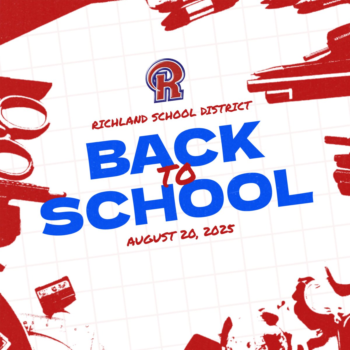 📚✏️ The countdown is on! ✂️🚌

Richland School District is BACK TO SCHOOL on August 20, 2025!

We’re excited to welcome our students and staff to another year of learning, growth, and success. 💙❤️

#BackToSchool #OneMonthAway