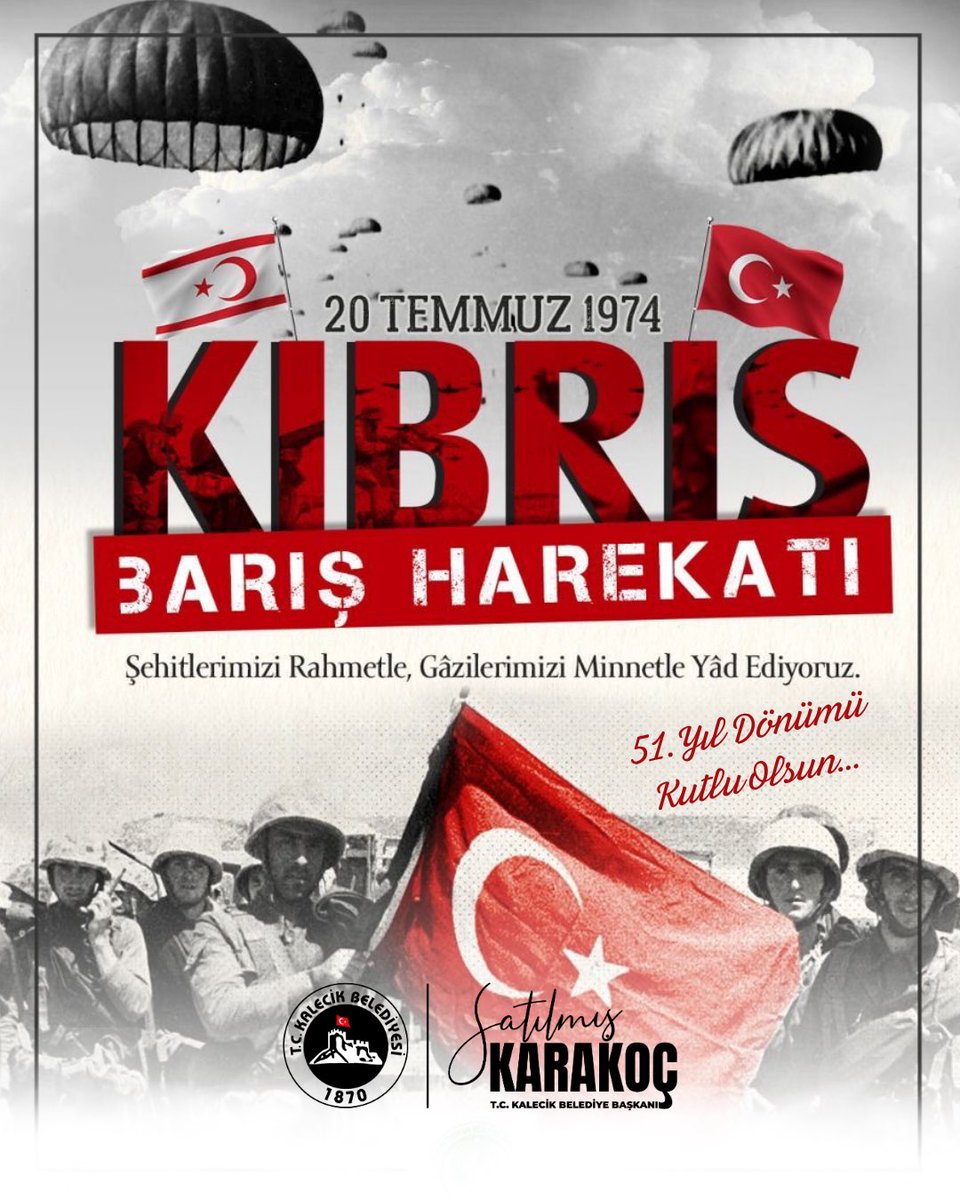 20 Temmuz 1974’te Kıbrıs’a barış ve güvenliği getiren kahraman Mehmetçiklerimizi rahmet, minnet ve saygıyla anıyorum.
Bu şanlı harekât, milletimizin tarih boyunca sergilediği birlik, beraberlik ve fedakârlığın güçlü bir nişanesidir.

Kıbrıs Türk halkının yanında durmak, Türk