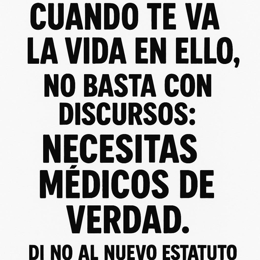 NoAnteProyecto's tweet image. Cuando la vida te va en ello, no basta con discursos: necesitas médicos de verdad. Di no al nuevo estatuto marco. Si sí a un #estatutomedico #estatutopropio