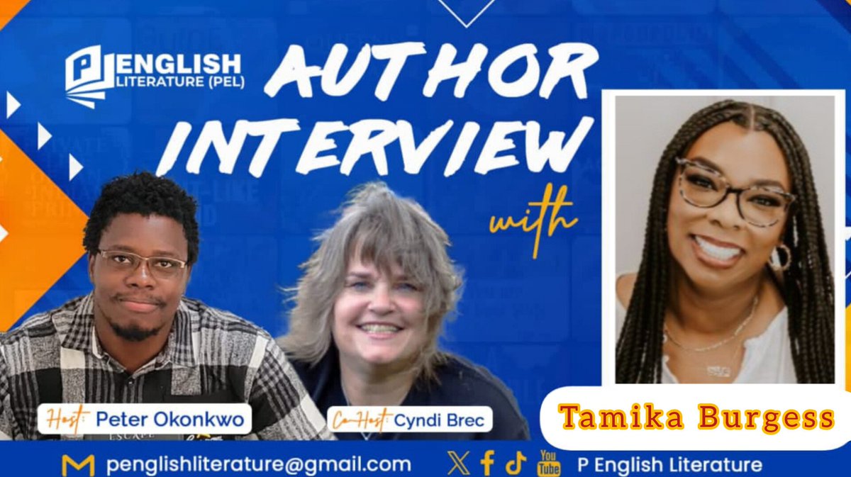 P English Literature (@literature88723) on Twitter photo Soon on PEL, Award-winning author Tamika Burgess <a href="/TameeksB/">Tamika Burgess</a> will be coming on the show to talk about her coming-of-age novel, Danilo Was Here
<a href="/CyndiBrec/">Author ~ Cyndi Brec</a>
Stay tuned to watch here when it's love youtube.com/channel/UC-12_โฆ
Thank you! Soon on PEL, Award-winning author Tamika Burgess <a href="/TameeksB/">Tamika Burgess</a> will be coming on the show to talk about her coming-of-age novel, Danilo Was Here
<a href="/CyndiBrec/">Author ~ Cyndi Brec</a>
Stay tuned to watch here when it's love youtube.com/channel/UC-12_โฆ
Thank you!