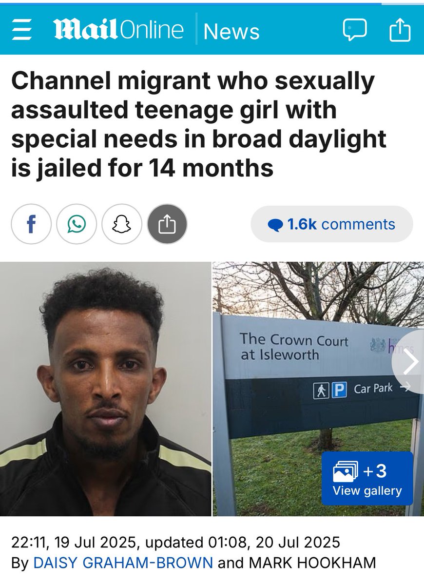 How does a small boat immigrant who entered Britain illegally and then sexually assaulted a girl with special needs get a shorter sentence than Lucy Connolly?