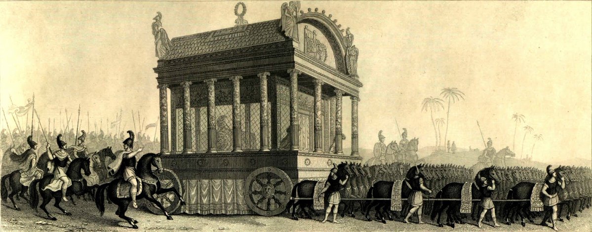 1eyedgiantwalls's tweet image. Alexandre the Great funeral was a massive failed affair.
According to Macedon Dragon custom the body should have been cremated (like his father)
But the influence of Persian and Egyptian inhumation ritual, was felt and the outcome is unclear.
Not certain where and how the funeral…
