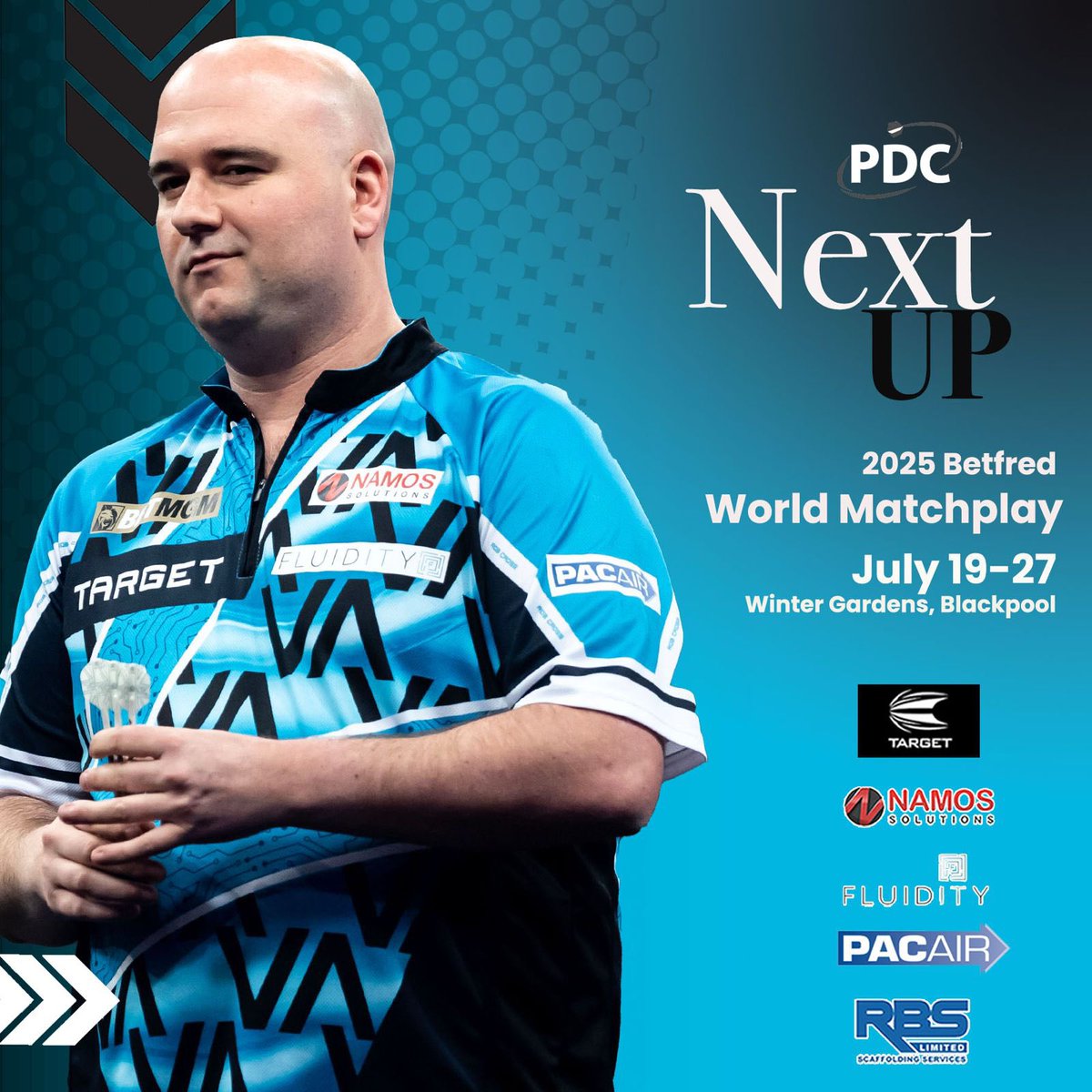 Rob Cross (@robcross180) on Twitter photo Amazing to be back in Blackpool, the Matchplay is always very special.
Obviously the aim is to reclaim that incredible trophy. I feel fresh and ready!
Thanks for all the support. ⚡️⚡️⚡️
<a href="/TargetDarts/">Target Darts</a>
<a href="/NamosSolutions/">Namos Solutions</a>
<a href="/PwrByFluidity/">Powered By Fluidity</a>
@PAC_AIR
<a href="/ScottRBSLtd/">Scott Bain</a>
📸 <a href="/taylanningpix/">Taylor Lanning</a> Amazing to be back in Blackpool, the Matchplay is always very special.
Obviously the aim is to reclaim that incredible trophy. I feel fresh and ready!
Thanks for all the support. ⚡️⚡️⚡️
<a href="/TargetDarts/">Target Darts</a>
<a href="/NamosSolutions/">Namos Solutions</a>
<a href="/PwrByFluidity/">Powered By Fluidity</a>
@PAC_AIR
<a href="/ScottRBSLtd/">Scott Bain</a>
📸 <a href="/taylanningpix/">Taylor Lanning</a>