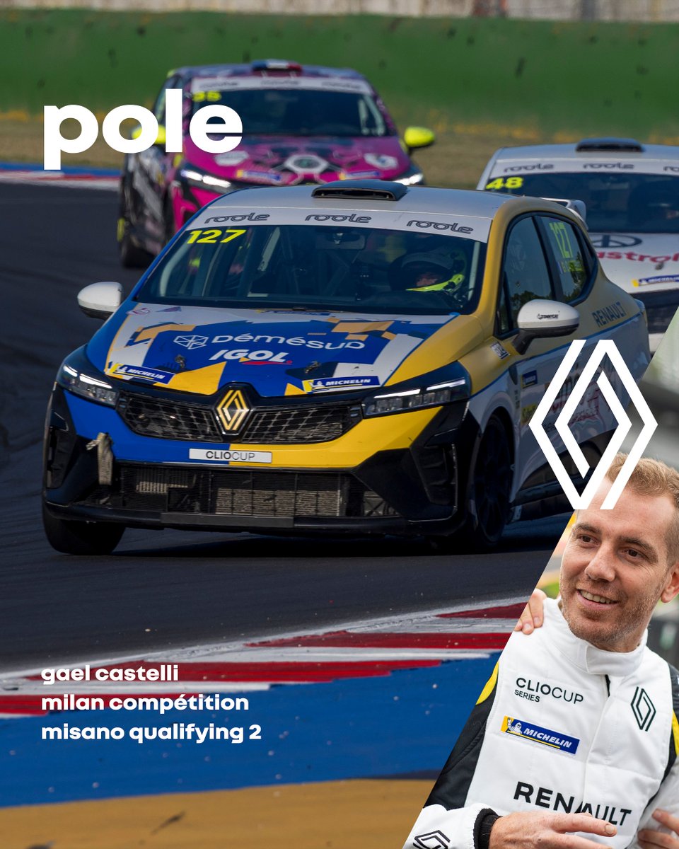Gaël Castelli grabs his first-ever Clio Cup Series pole and hands Milan Compétition their first of the season! 

A statement lap at Misano. 👊
