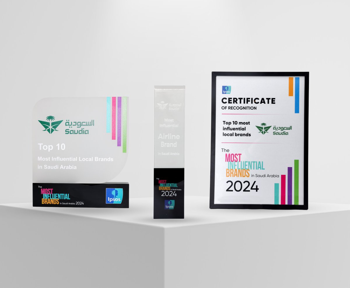 تفخر #الخطوط_السعودية بتصنيفها كأكثر شركة طيران تأثيرًا وضمن أكثر 10 علامات تجارية تأثيرًا في المملكة لعام 2024، وفقًا للتقرير الصادر عن <a href="/Ipsos/">Ipsos</a>، ويجسد هذا الإنجاز التزامنا المتواصل بالتميّز التشغيلي والابتكار، وتقديم تجربة ضيافة عالمية تعكس جوهر الضيافة السعودية الأصيلة.