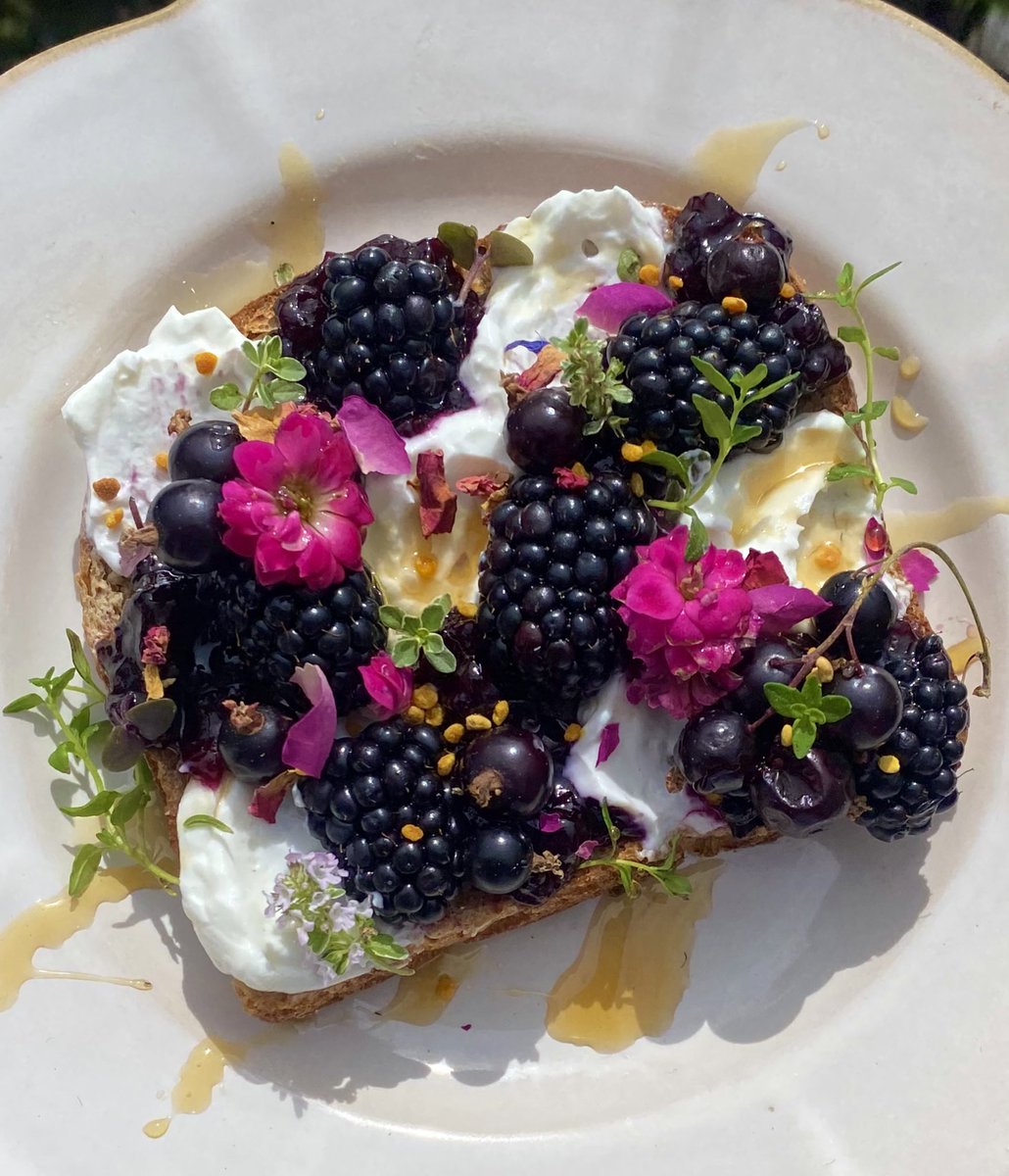 crystallisedfig's tweet image. Triple berry jam and cream cheese checkered sourdough toast