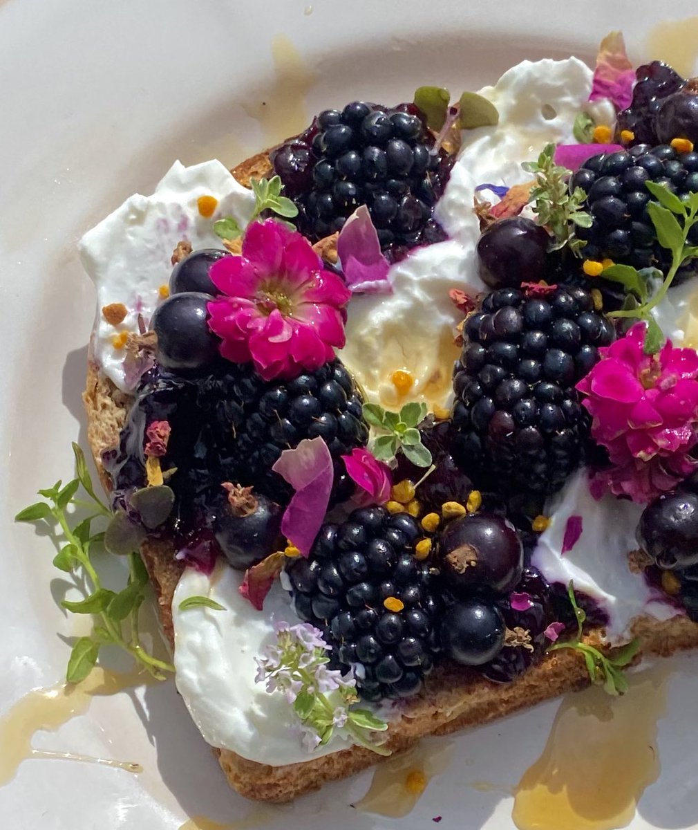 crystallisedfig's tweet image. Triple berry jam and cream cheese checkered sourdough toast