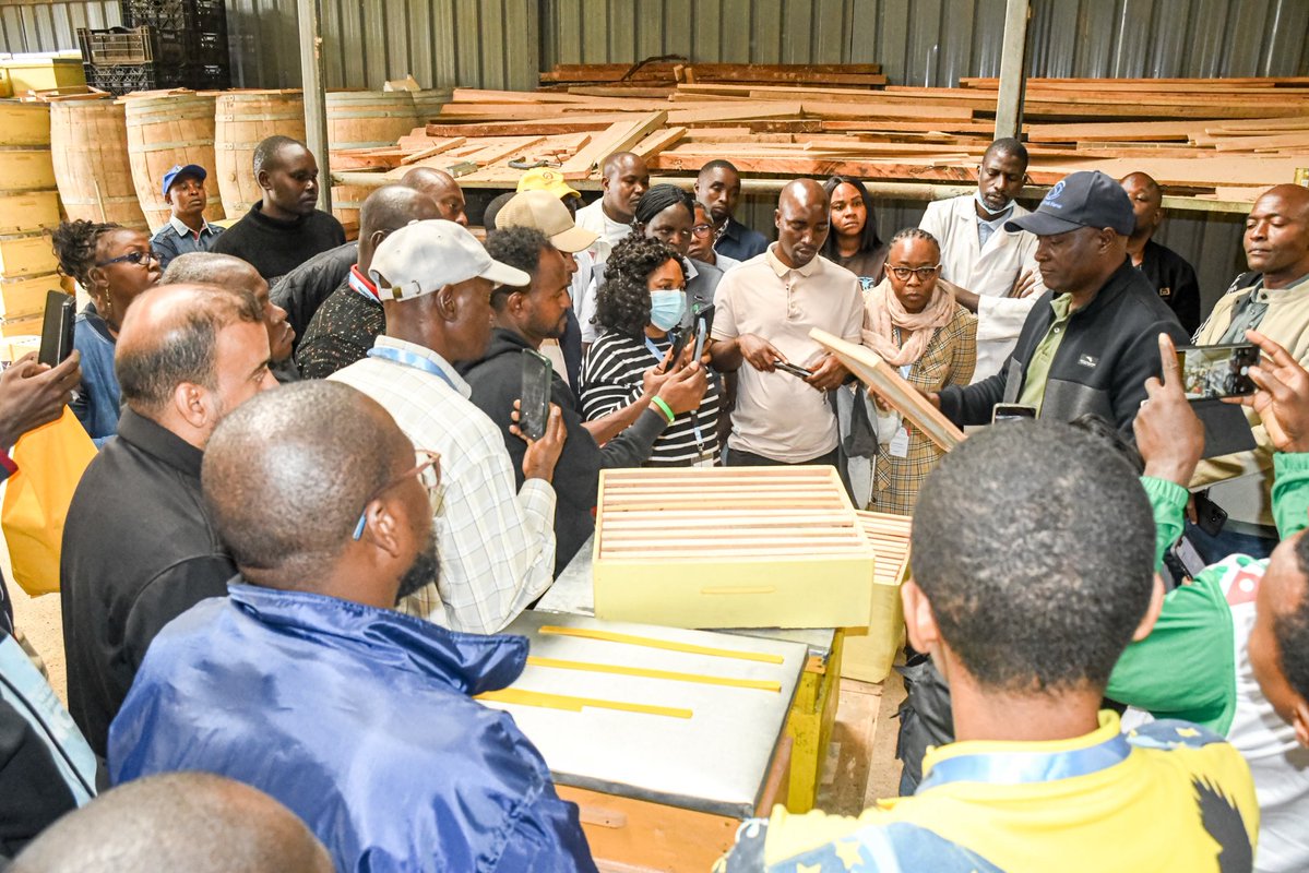 chuka__uni's tweet image. The seventh day of the training featured a hands-on learning experience with a field visit to Kibari Bee and Aqua Farm. Participants explored the integrated farming systems where both beekeeping and aquaculture thrive side by side.
At the farm, trainees were taken through the…
