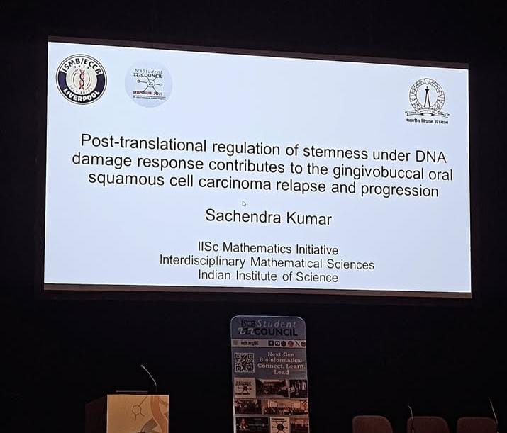 iscb_scs's tweet image. What makes oral cancer return, stronger than before❓
🌟 Sachendra Kumar sharing at #SCS2025 how post-translational regulation during DNA damage response fuels relapse in gingivobuccal carcinoma—offering insights into what drives progression.🙌🏻
#SCS2025 #ISMB2025