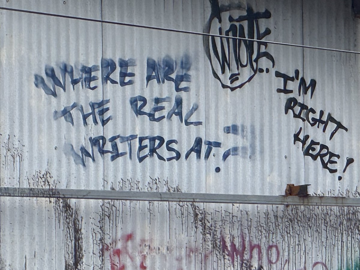 humantransit's tweet image. Graffiti in the flood-damaged River Arts District, Asheville, North Carolina.