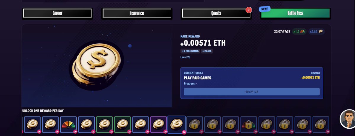 Earning guaranteed $20 a day on <a href="/PromotionRoyale/">Promotion Royale</a> in the Battle Pass, and as time goes by, this number only increases (last day in the BP will be $130/day)

Truly <a href="/AbstractChain/">Abstract</a> is a blessing for us all ✳️
