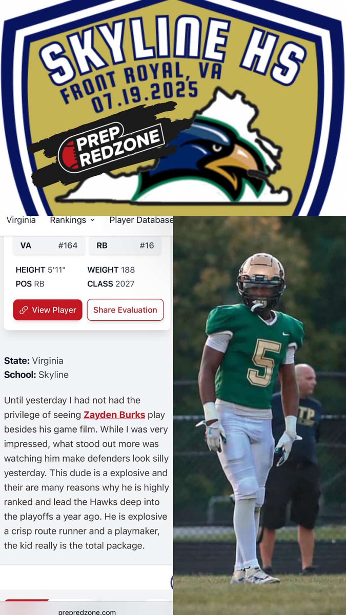 Burks_Zayden6's tweet image. Thank you @PrepRedzoneVA for the shoutout and the recognition!! @Nathan_Stephe @SHSHawksFootbal