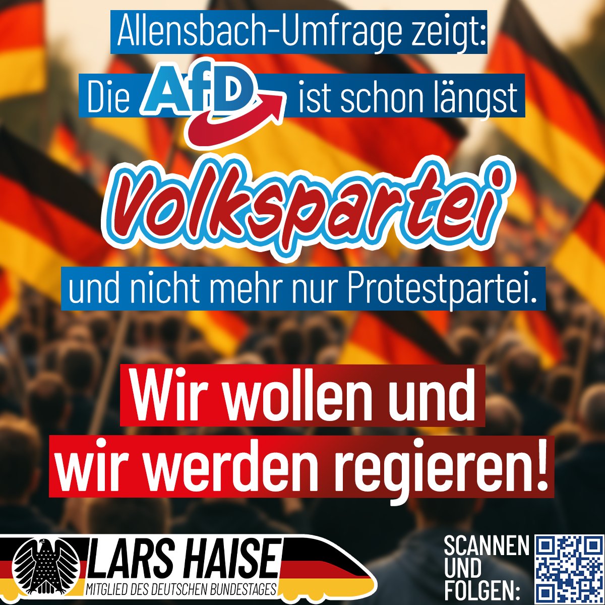 LarsHaise's tweet image. Die Alternative für Deutschland hat sich in den Köpfen der Bürger fest etabliert. Die Dauerbeschallung von Regierungsfunk und politisch instrumentalisiertem Verfassungsschutz verliert an Einfluss. Die #AfD lässt sich schon längst nicht mehr verbieten! Wir sind gekommen, um zu…