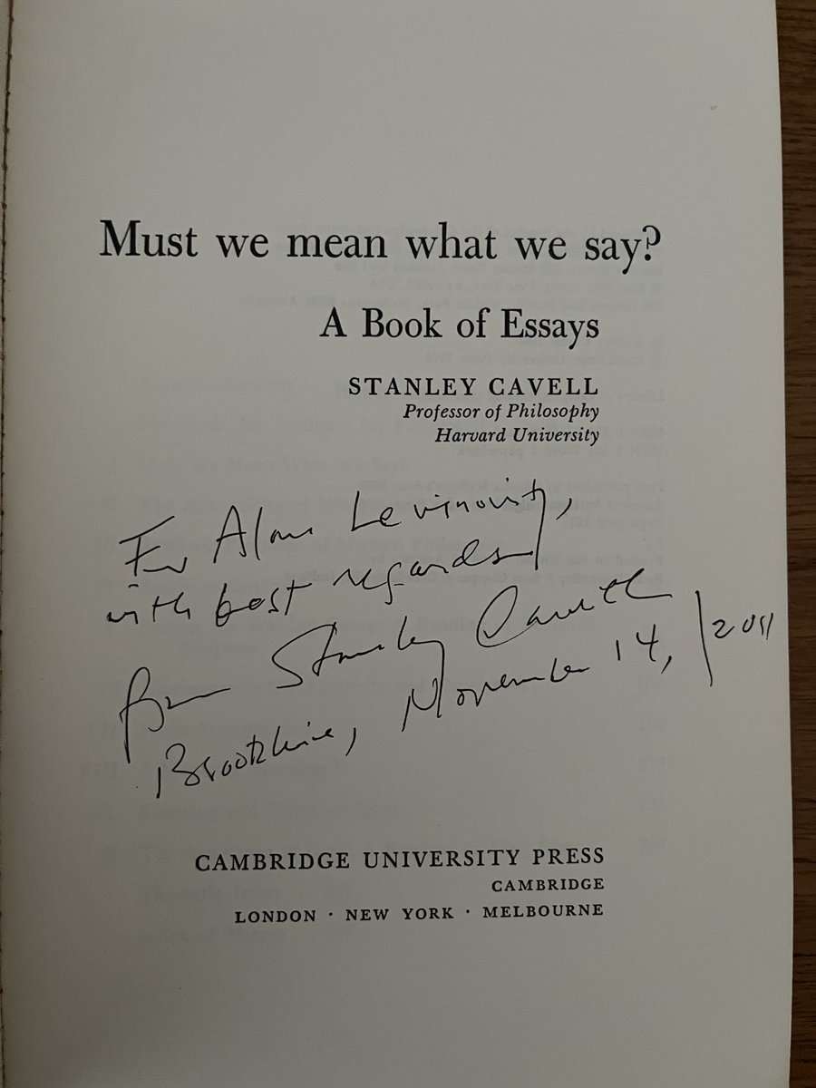 AlanLevinovitz's tweet image. You never know what will happen if you reach out to an author you admire and ask them to sign a book! I mailed this to Cavell in grad school…