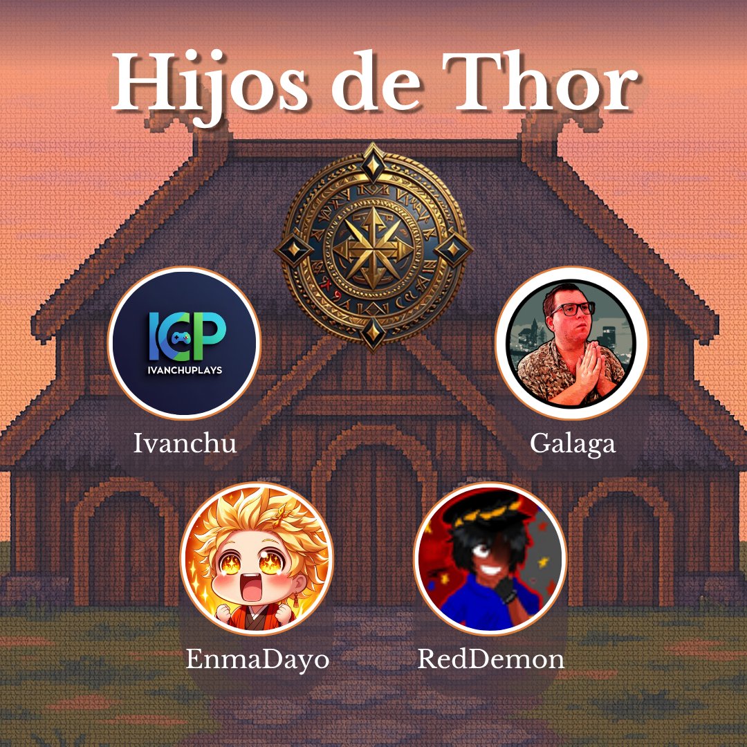 🔨Los hijos de Thor. Vienen a imponer su poder con su martillo🔨
<a href="/IvanchuPlays/">Ivanchu</a> : twitch.tv/ivanchuplays
<a href="/XGalagaX/">XGalagaX</a> : twitch.tv/xgalagax
<a href="/Enm4VT/">EnmaDayo</a> : kick.com/enmadayo
<a href="/RedPKMN6/">RedPKMN</a> : twitch.tv/d3monr3d666