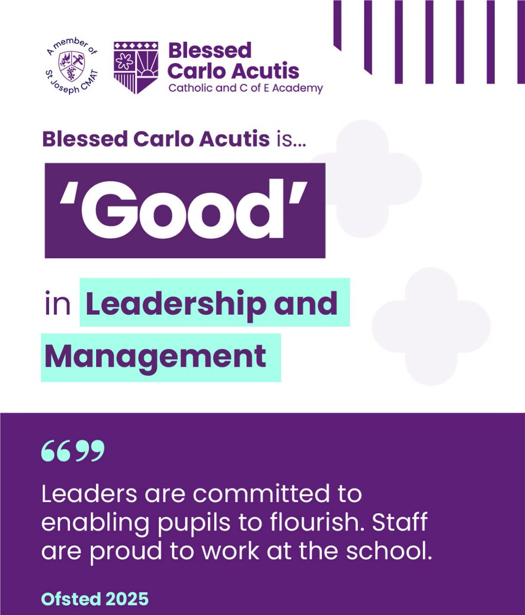 Blessed Carlo Acutis Academy (@blessedcarloa) on Twitter photo Pupils have access to an extensive personal development offer, with many opportunities to take part in extracurriculars, clubs and residential visits.
“Leaders are committed to enabling students to flourish. Staff are proud to work at the school.” Ofsted 2025
<a href="/StJosephCMAT/">St Joseph Catholic Multi Academy Trust</a> Pupils have access to an extensive personal development offer, with many opportunities to take part in extracurriculars, clubs and residential visits.
“Leaders are committed to enabling students to flourish. Staff are proud to work at the school.” Ofsted 2025
<a href="/StJosephCMAT/">St Joseph Catholic Multi Academy Trust</a>