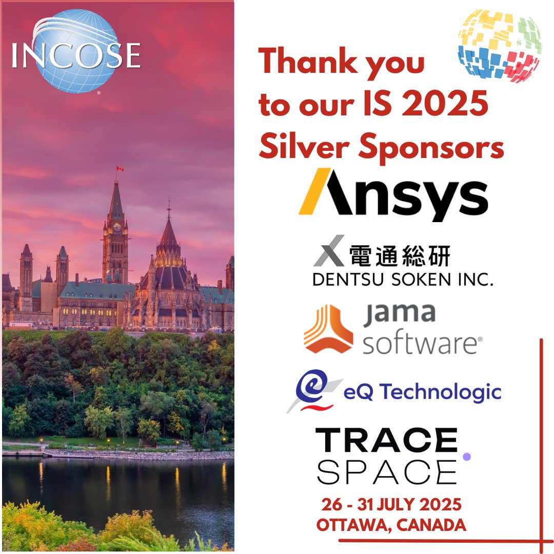 incose_org's tweet image. Huge thanks to our Silver Sponsors for #INCOSEIS 🙌 Find them all in the Exhibit Hall or on the symposium Virtual Platform. There’s still time to register for in-person and virtual attendance! bit.ly/4jJfzcp