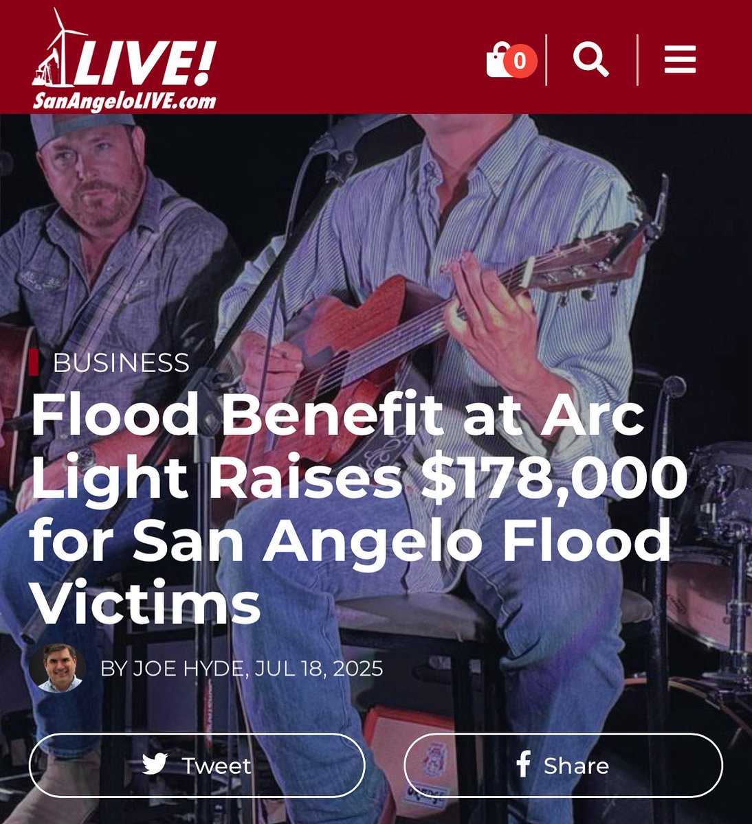 A very nice individual wrote us a check for 100k two days ago to help the fine folks that were impacted by the floods in San Angelo,TX. Thank you!!! 🙏🏽🎶