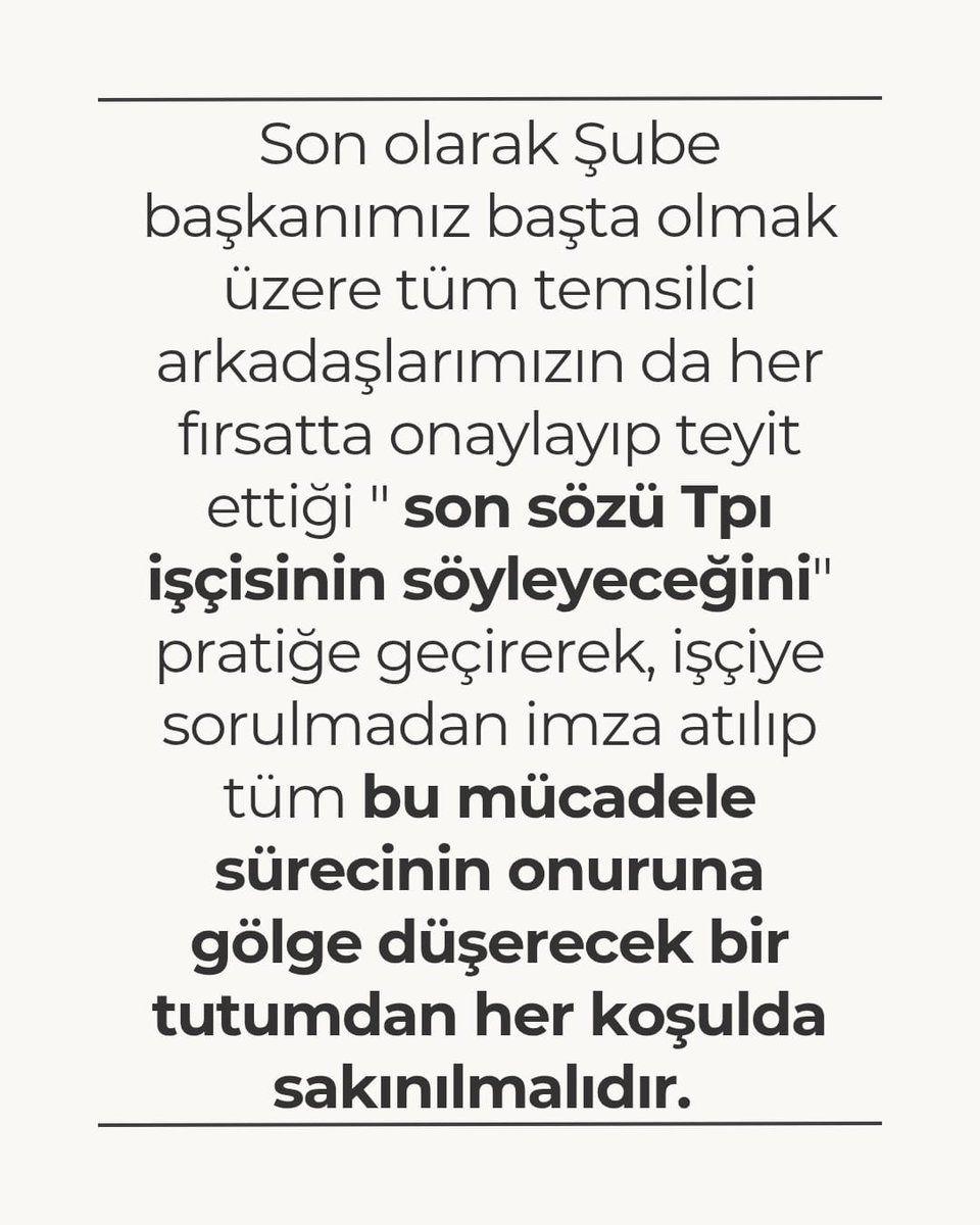 Tpı işçisi sadece öfkeli bir kalabalık değil, sefalet dayatmasını reddeden ve 70 gündür öfkesine bilincini de katarak mücadele edip hem öğrenip hem öğreten işçi sınıfının en ileri bir bileşenidir artık. Tpı yönetiminin yalanlarına biz kanmadık kimse de kanmasın...