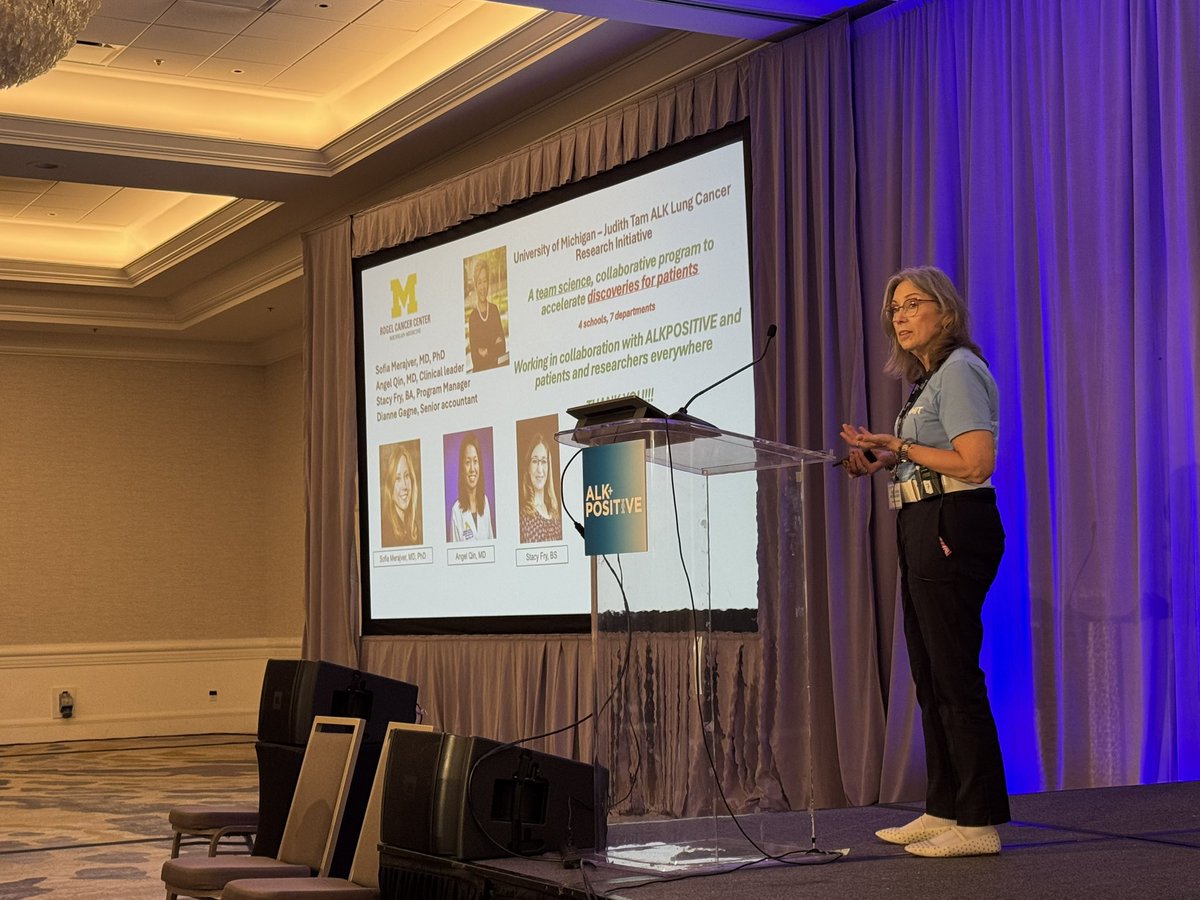 ALKPositiveinc's tweet image. Dr @sofiamerajver opens day 2 of the #ALKSummit25 discussing all of @UMRogelCancer’s increíble ALK+ cancer research.

Proud to have had a blood draw this year to advance this work. Our 2nd year running!

#StrongerTogether