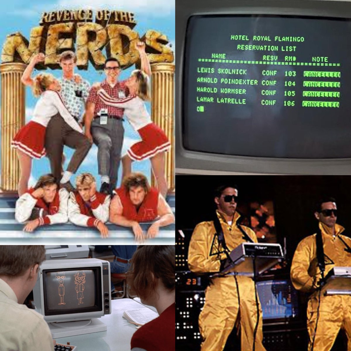 todayininfosec's tweet image. 1984: The college comedy movie "Revenge of the Nerds" was released. With a budget of $8 million, it grossed $40 million at the box office in the US. There are some aspects of the movie that are cringeworthy by 2024 standards, but the movie has nerds, technology, and computers.