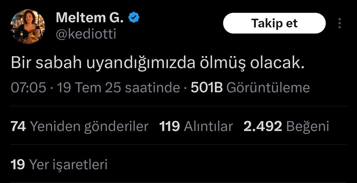 O sabahı sen göremeden inşallah.
<a href="/kediotti/">Meltem G.</a>