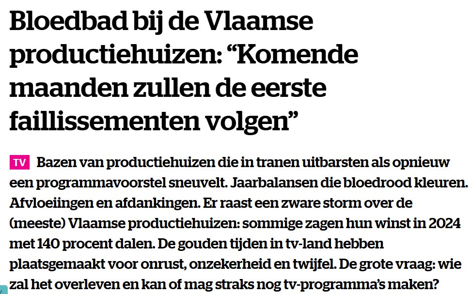 Mauritsvdr's tweet image. Als je denkt dat Vlaamse regering niet nog méér staatseconomie kan worden: de VRT krijgt in zijn beheersovereenkomst blijkbaar de opdracht om zich samen en met geld van PMV (= Vlaamse belastingbetaler) mogelijk in te kopen in twee productiehuizen. Ongetwijfeld weer een "super…