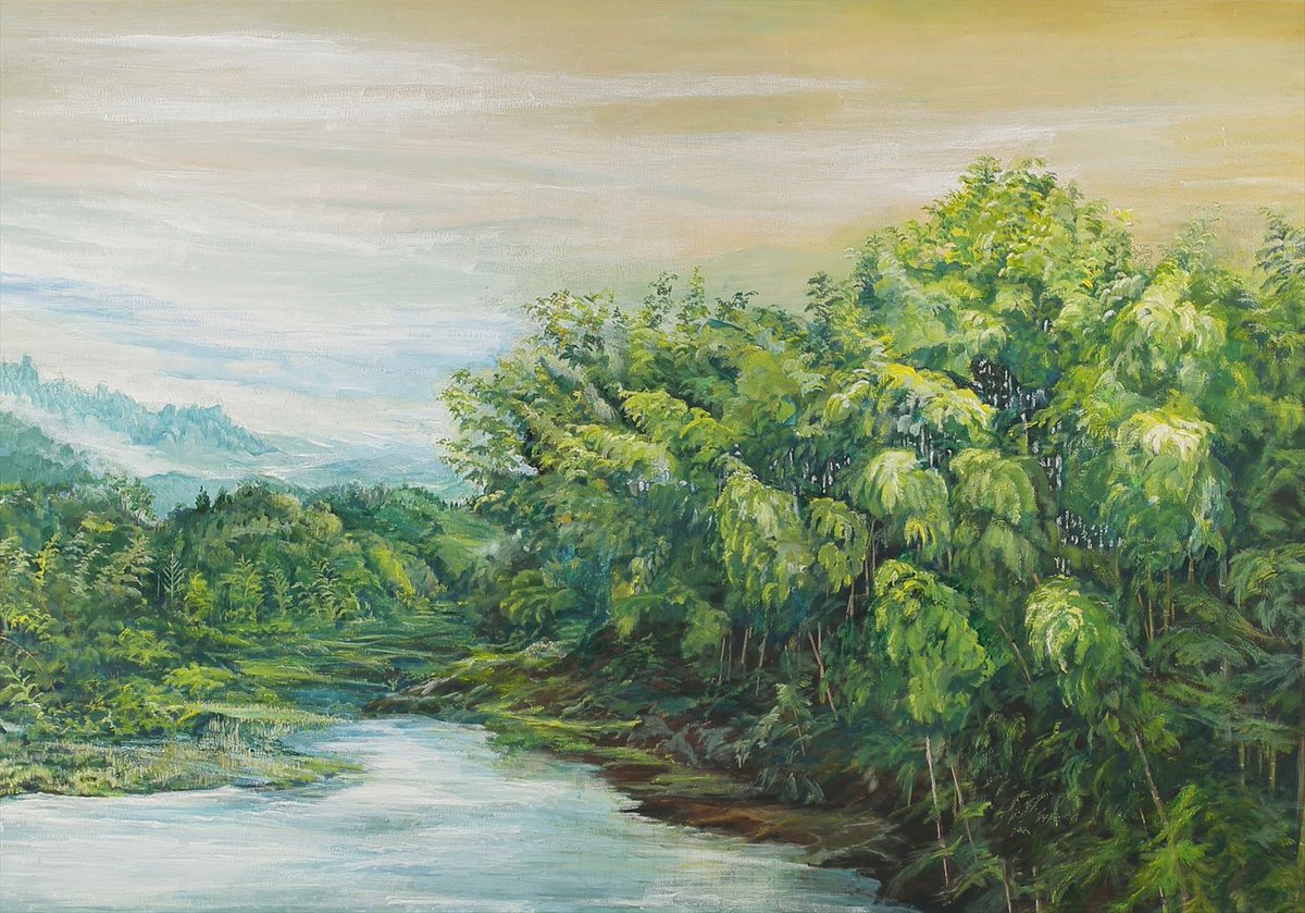 油彩画 大森風景 昭和11年盛夏 S 若葉の季節》 F3 油彩 #油絵 🌿 #木 #樹 #油絵 #森 #風景画 #絵