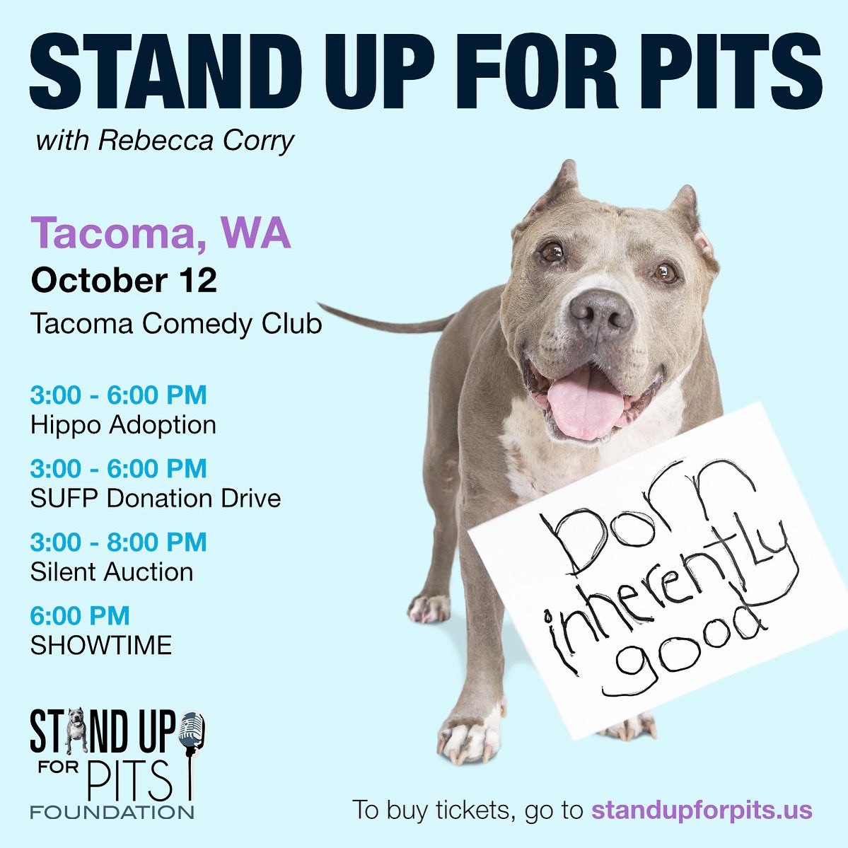 SUFPFoundation's tweet image. TACOMA WA Stand Up For Pits is coming up!!! Lets celebrate 15 years of saving inherently good souls. Get yourself to this amazing event. It's going to be a special show with a couple of suprises! Please RT!!
🎟️ tacomacomedyclub.com/shows/313589?f… 🎟️