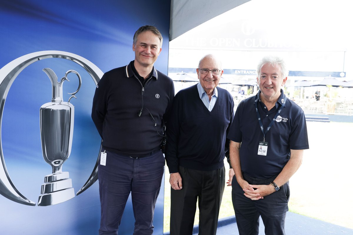 NITouristBoard's tweet image. We welcomed a very special visitor to The 153rd Open at Royal Portrush today - Senator George Mitchell. The Senator was greeted by John McGrillen, CEO of Tourism Northern Ireland and Johnnie Cole-Hamilton, Executive Director - Championship at The R&A
