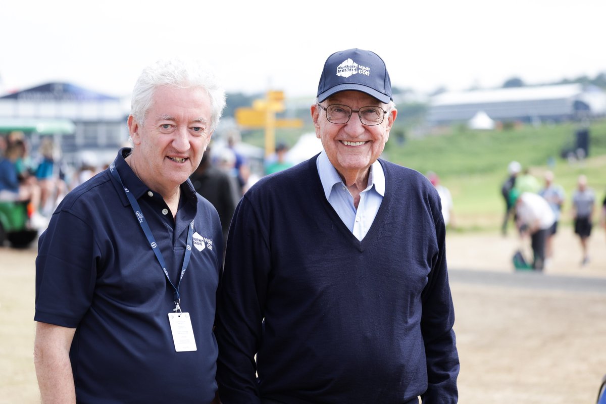 NITouristBoard's tweet image. We welcomed a very special visitor to The 153rd Open at Royal Portrush today - Senator George Mitchell. The Senator was greeted by John McGrillen, CEO of Tourism Northern Ireland and Johnnie Cole-Hamilton, Executive Director - Championship at The R&A
