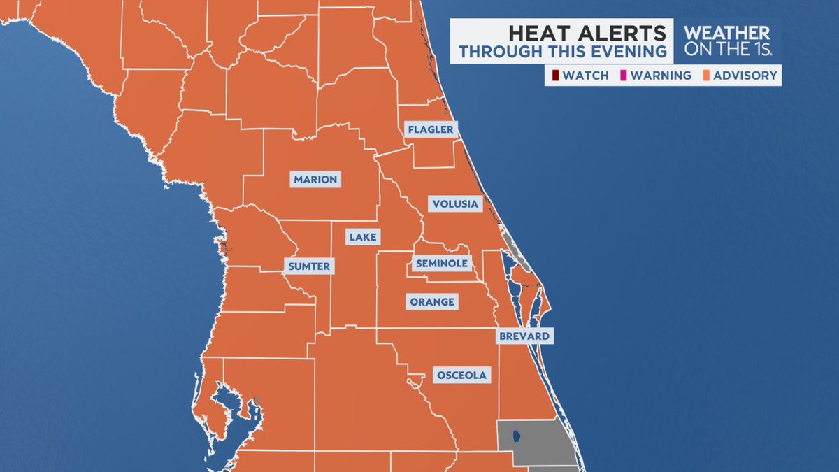 ZachCoveyTV's tweet image. Today marks the third Heat Advisory of the year for Central Florida. This means the region has tripled its annual heat advisory issuance.
On average, the region sees one Heat Advisory per year. This heat continues into Monday once again. #FLwx @MyNews13